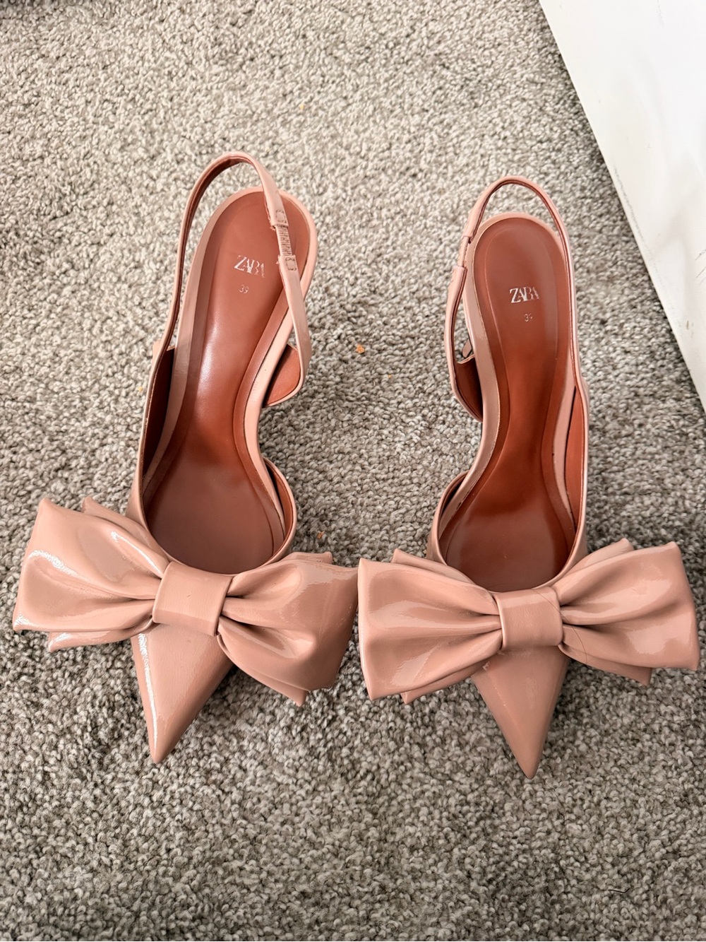 Zara Blush Bow Pointed-Toe Slingback Heels - Picture 4 of 4